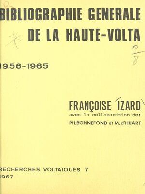 cover image of Bibliographie générale de la Haute-Volta